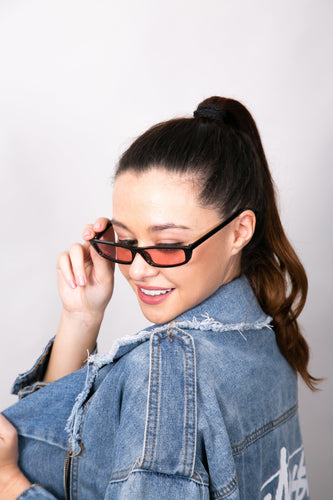 Retro Pink Tinted Square Frame Sunglasses