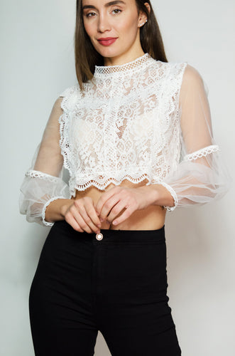 Lacey Macey Crop Top White