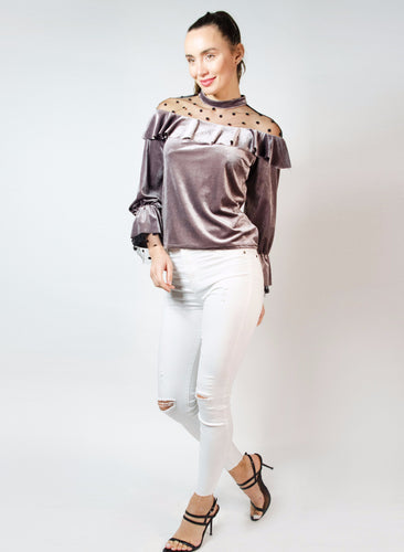 Vanessa Velvet Top Champagne