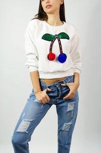 Cherry Merry Sweater White