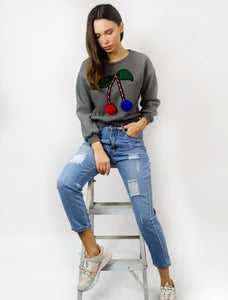 Cherry Merry Sweater Grey