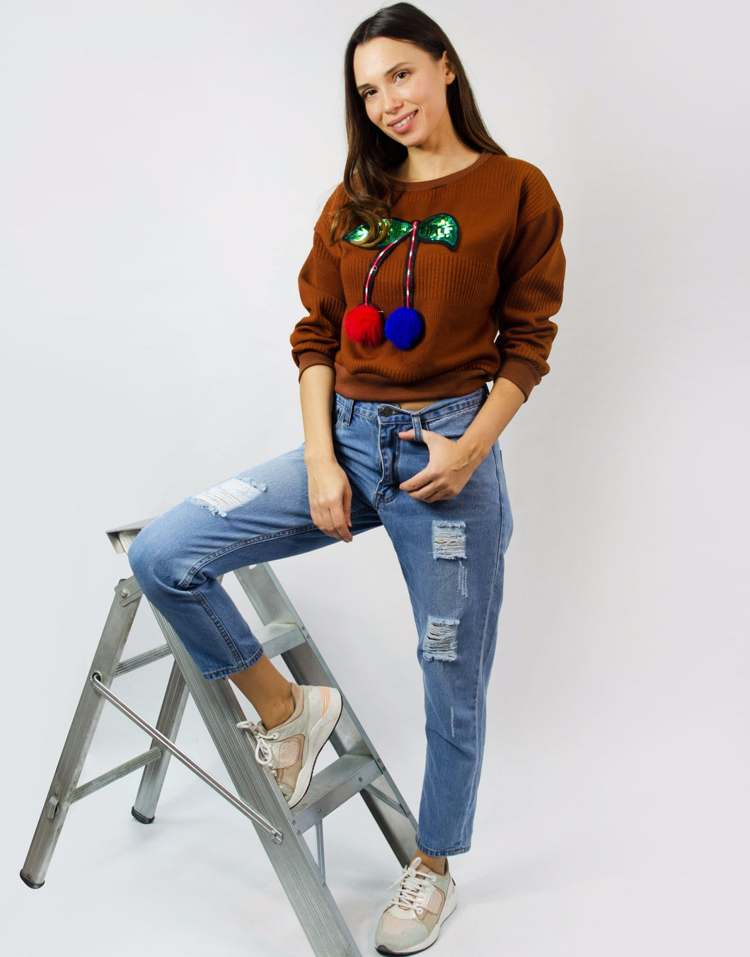 Cherry Merry Sweater Brown