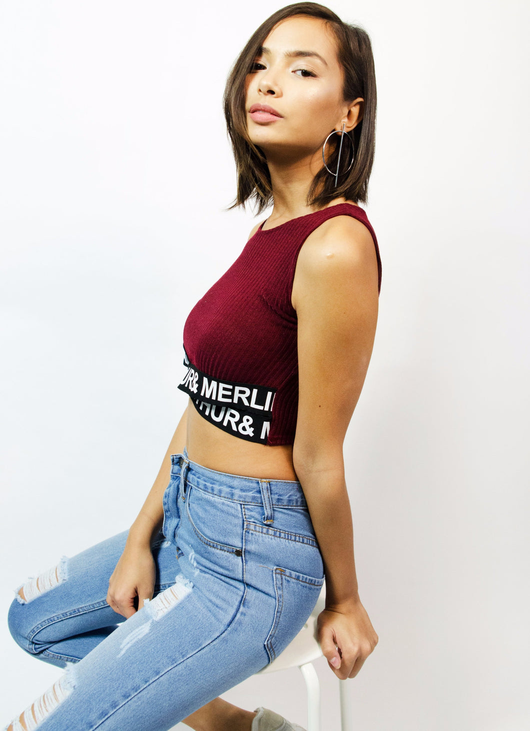 Sporty Bella Crop Top Maroon