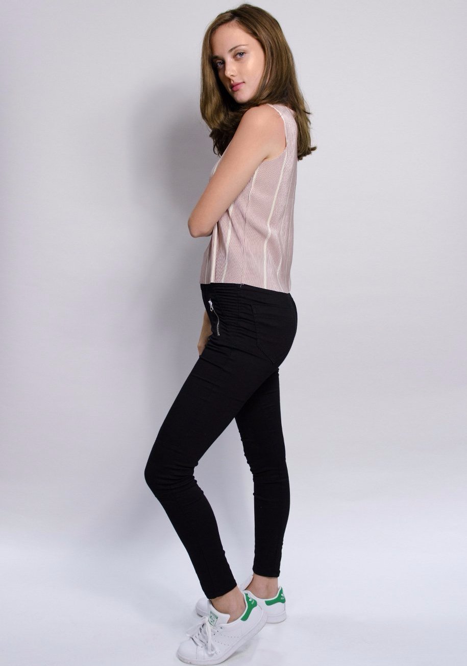 Ribbed Stripes Top Pink