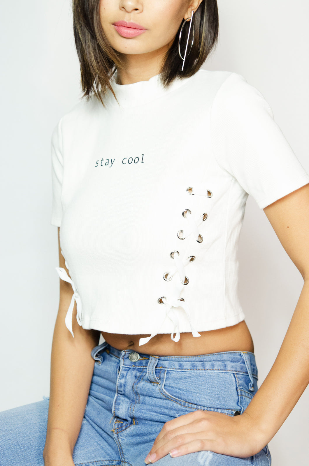 Slogan Crop Top White