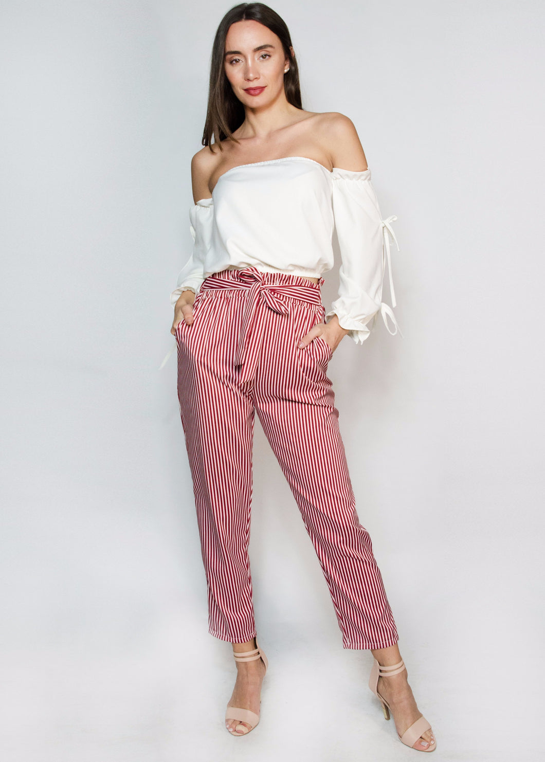 Pleated Striped Pants