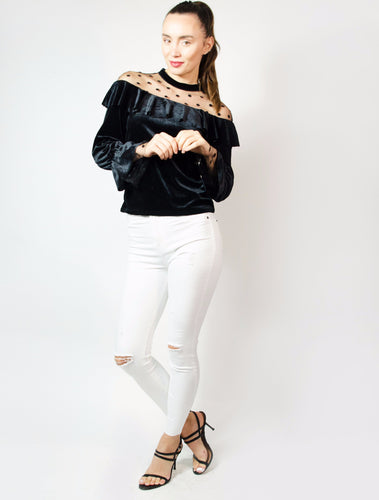 Vanessa Velvet Top Black
