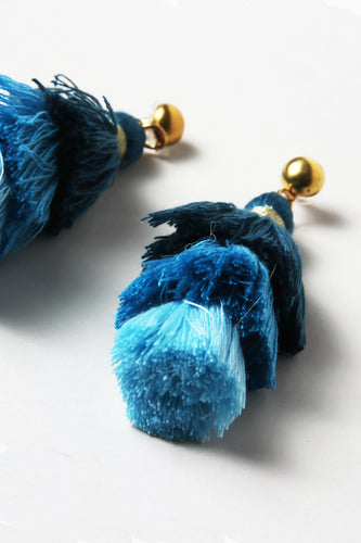 Blue Tassel Earrings