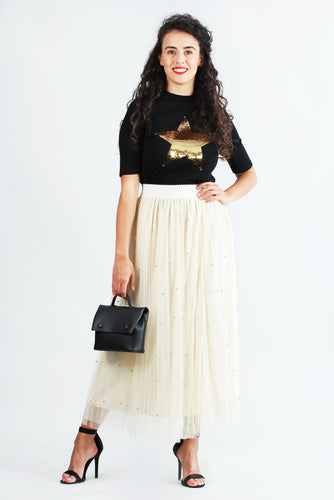 Pearl Mesh Skirt Yellow