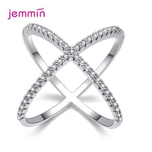 Load image into Gallery viewer, S925 Silver Jewelry X Crossing Finger Ring  Female Fashion Micro Paved CZ Crystal Rings Infinity Sign Women Silver Rings Party