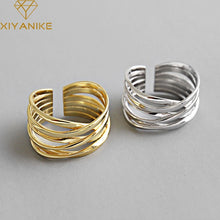 Load image into Gallery viewer, XIYANIKE 925 Sterling Silver Rings Creative Multilayer Winding Line Geometric Handmade for Women Couple Size 17.2mm Adjustable