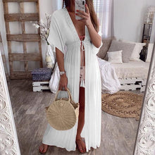 Load image into Gallery viewer, In-X Orange long beach dress women Summer wrap swimsuit cover ups female Kimono Long sleeve beach wear Kaftan robe de plage