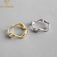 Load image into Gallery viewer, XIYANIKE 925 Sterling Silver Creative Handmade Rings Irregular Wave Smooth Engagement Jewelry for Women Size 16.5mm Adjustable