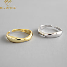Load image into Gallery viewer, XIYANIKE 925 Sterling Silver Irregular Wave Rings Trendy Simple Geometric Handmade Jewelry for Women Couple Size 17mm Adjustable
