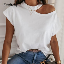 Load image into Gallery viewer, Sexy Off Shoulder Solid Color Blouse Women Shirts 2020 New Summer Short Sleeve Tops Casual Loose Halter Backless Ladies Blouses
