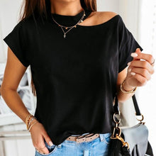Load image into Gallery viewer, Sexy Off Shoulder Solid Color Blouse Women Shirts 2020 New Summer Short Sleeve Tops Casual Loose Halter Backless Ladies Blouses