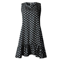 Load image into Gallery viewer, Women Summer Dress Fashion Polka Dot Sleeveless Beach Mini Dress For Women Casual Print Short Loose Blue Sundress 2020 Plus Size