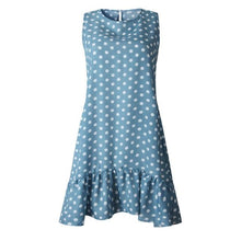 Load image into Gallery viewer, Women Summer Dress Fashion Polka Dot Sleeveless Beach Mini Dress For Women Casual Print Short Loose Blue Sundress 2020 Plus Size
