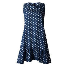 Load image into Gallery viewer, Women Summer Dress Fashion Polka Dot Sleeveless Beach Mini Dress For Women Casual Print Short Loose Blue Sundress 2020 Plus Size