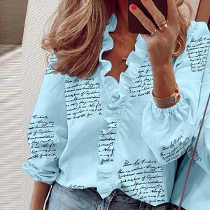 Elegant New Daisy Pineapple Print Ruffle blouse shirts Office Lady 2020 Summer Short Sleeve Slim Blouses women Sexy V-neck tops