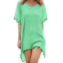 Load image into Gallery viewer, 2020 Hot Cotton Beach Dress Cover Up Fashion Swim Cover-ups Long Sleeve Beachwear Off Shoulder Bikini Women Cover Up Tunic New