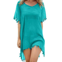 Load image into Gallery viewer, 2020 Hot Cotton Beach Dress Cover Up Fashion Swim Cover-ups Long Sleeve Beachwear Off Shoulder Bikini Women Cover Up Tunic New