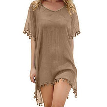 Load image into Gallery viewer, 2020 Hot Cotton Beach Dress Cover Up Fashion Swim Cover-ups Long Sleeve Beachwear Off Shoulder Bikini Women Cover Up Tunic New