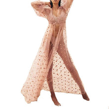 Load image into Gallery viewer, Mesh Cover up saida de praia Pink dot swimsuit cover-ups Kimono summer fashion beach wear women Long beach dress 2020 tunics new