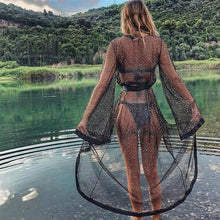 Load image into Gallery viewer, Mesh Cover up saida de praia Pink dot swimsuit cover-ups Kimono summer fashion beach wear women Long beach dress 2020 tunics new