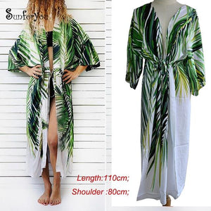 Cotton Beach Cover Up Print Beach Kaftan Women Bikini Cover-ups Beachwear Button Swimsuit Cover Up Dress Robe Beach Tunic