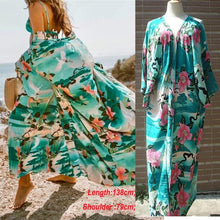 Load image into Gallery viewer, Cotton Beach Cover Up Print Beach Kaftan Women Bikini Cover-ups Beachwear Button Swimsuit Cover Up Dress Robe Beach Tunic