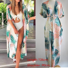 Load image into Gallery viewer, Cotton Beach Cover Up Print Beach Kaftan Women Bikini Cover-ups Beachwear Button Swimsuit Cover Up Dress Robe Beach Tunic