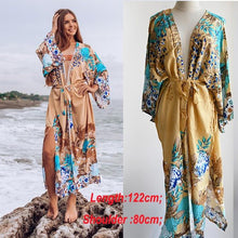 Load image into Gallery viewer, Cotton Beach Cover Up Print Beach Kaftan Women Bikini Cover-ups Beachwear Button Swimsuit Cover Up Dress Robe Beach Tunic