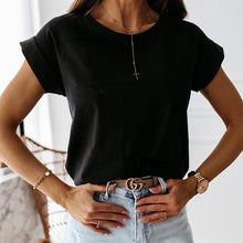 Load image into Gallery viewer, Sexy Off Shoulder Solid Color Blouse Women Shirts 2020 New Summer Short Sleeve Tops Casual Loose Halter Backless Ladies Blouses