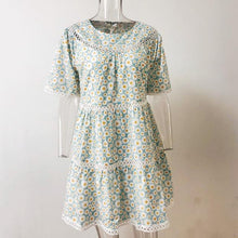 Load image into Gallery viewer, Yojoceli boho beach floral print dress women hollow out beach dress casual loose mini dress new spring summer