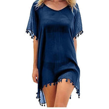 Load image into Gallery viewer, 2020 Chiffon Tassels Beach Wear Women Swimsuit Cover Up Swimwear Bathing Suits Summer Mini Dress Loose Solid Pareo Cover Ups