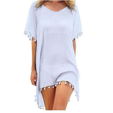 Load image into Gallery viewer, 2020 Chiffon Tassels Beach Wear Women Swimsuit Cover Up Swimwear Bathing Suits Summer Mini Dress Loose Solid Pareo Cover Ups