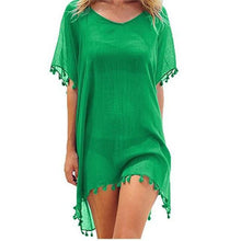 Load image into Gallery viewer, 2020 Chiffon Tassels Beach Wear Women Swimsuit Cover Up Swimwear Bathing Suits Summer Mini Dress Loose Solid Pareo Cover Ups