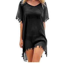 Load image into Gallery viewer, 2020 Chiffon Tassels Beach Wear Women Swimsuit Cover Up Swimwear Bathing Suits Summer Mini Dress Loose Solid Pareo Cover Ups