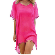 Load image into Gallery viewer, 2020 Chiffon Tassels Beach Wear Women Swimsuit Cover Up Swimwear Bathing Suits Summer Mini Dress Loose Solid Pareo Cover Ups