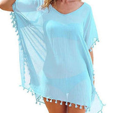 Load image into Gallery viewer, 2020 Chiffon Tassels Beach Wear Women Swimsuit Cover Up Swimwear Bathing Suits Summer Mini Dress Loose Solid Pareo Cover Ups