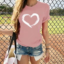 Load image into Gallery viewer, Hearts Women T-shirts Casual Harajuku Love Printed Tops Tee Summer Female T shirt Short Sleeve T shirt For Women Clothing