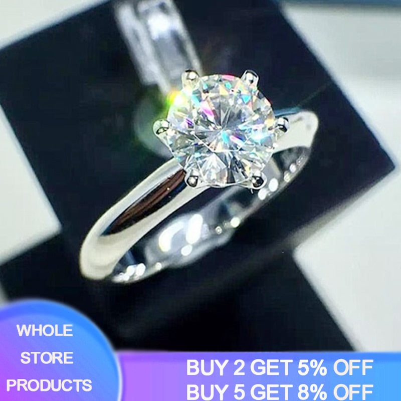 Sell at a loss! Luxury Classic 1 Carat Lab Diamond Ring With Certificate 18KRGP Stamp White Gold Pt Wedding Rings For Women Gift