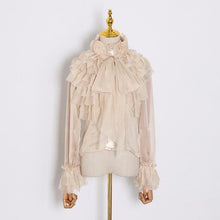 Load image into Gallery viewer, TWOTWINSTYLE Perspective Tops Female Bowknot Flare Long Sleeve Ruffle Shirt Blouse Women Korean Fashion Clothes 2020 Spring
