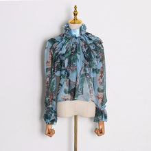 Load image into Gallery viewer, TWOTWINSTYLE Perspective Tops Female Bowknot Flare Long Sleeve Ruffle Shirt Blouse Women Korean Fashion Clothes 2020 Spring