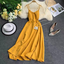 Load image into Gallery viewer, Marwin New-Coming Spring Summer Holiday Dress Cross Spaghetti Strap Open Back Solid Beach Style Ankle-Length Women Dresses