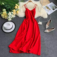 Load image into Gallery viewer, Marwin New-Coming Spring Summer Holiday Dress Cross Spaghetti Strap Open Back Solid Beach Style Ankle-Length Women Dresses