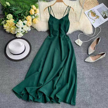Load image into Gallery viewer, Marwin New-Coming Spring Summer Holiday Dress Cross Spaghetti Strap Open Back Solid Beach Style Ankle-Length Women Dresses