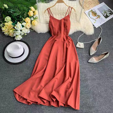 Load image into Gallery viewer, Marwin New-Coming Spring Summer Holiday Dress Cross Spaghetti Strap Open Back Solid Beach Style Ankle-Length Women Dresses