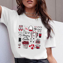 Load image into Gallery viewer, Women Clothes Print Flower Perfume Bottle Sweet Short Sleeve Tshirt Printed Women Shirt T Female T-shirt  Top Casual Woman Tee
